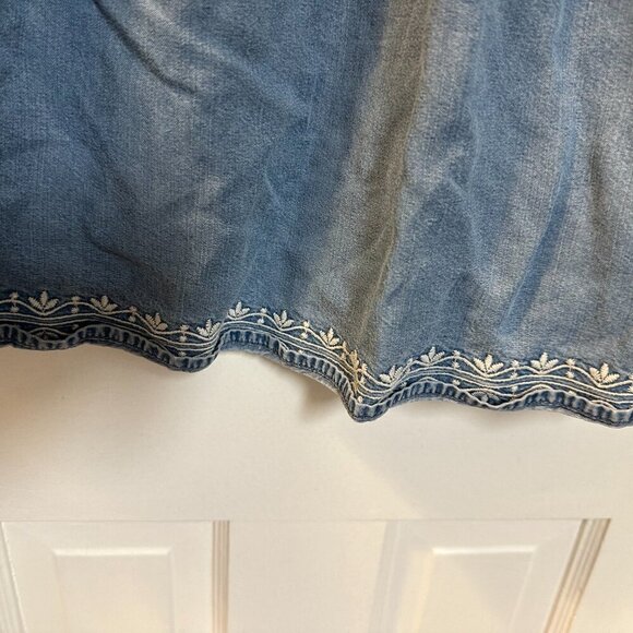 J Jill Denim-Boho Denim top with Cream Embroidery on Sleeves and waist. Cowgirl - Picture 5 of 8